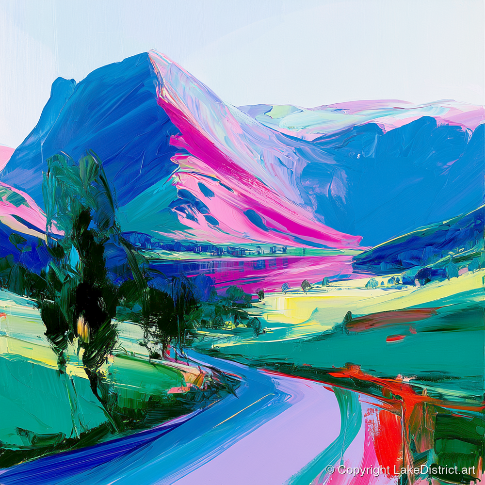 Vivid Magenta Lake District Fells - lake district fell art print and canvas by Julian Mercer A.I