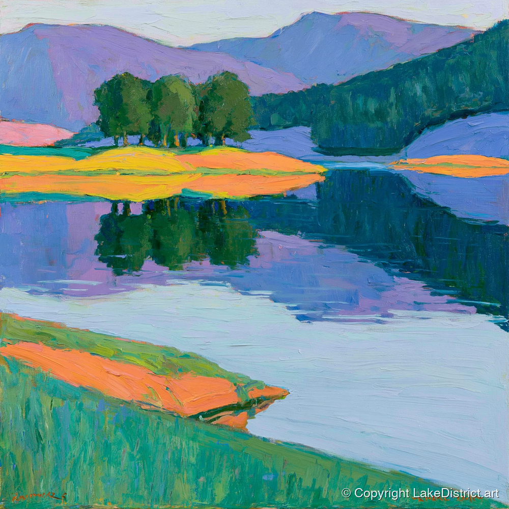 Vivid Reflections on the Lake - lake district lake art print and canvas by Marshall Davies A.I
