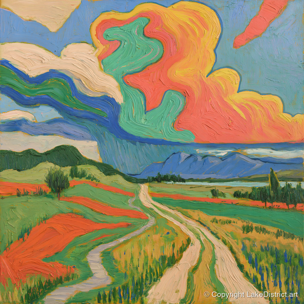 Vivid Storm Over the Fells - lake district sky art print and canvas by Mirabel Carlyle A.I