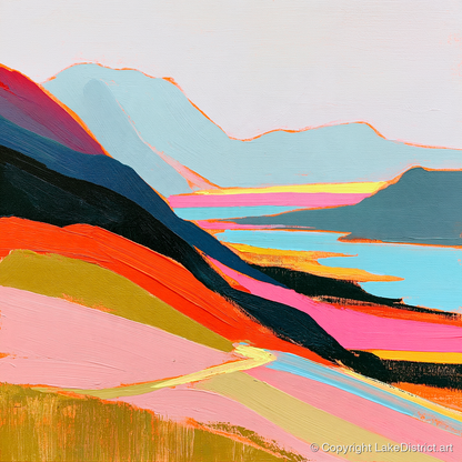 Vivid Summit View Over Fells - lake district fell art print and canvas by Genevieve Moore A.I