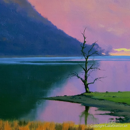 Vivid Sunset Over Bassenthwaite Lake - lake district lake art print and canvas by Edmund Thatcher A.I