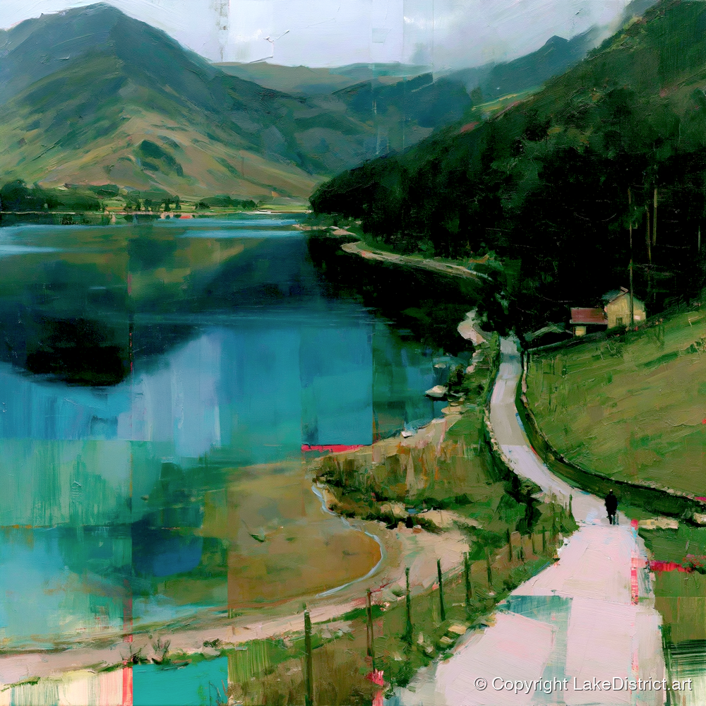 Vivid Teal Buttermere Path - buttermere wall art art print and canvas by Quentin Hart A.I