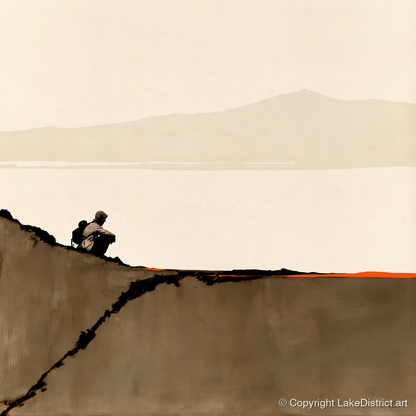 Walker on Blencathra Edge - lake district fell art print and canvas by Barnaby West A.I