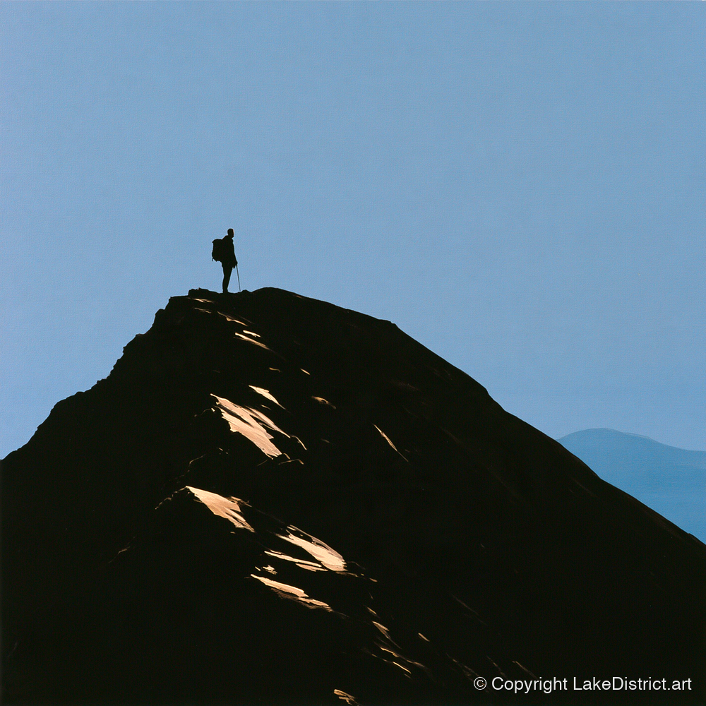 Walker Silhouette on Striding Edge - lake district walking art print and canvas by Adelaide Calloway A.I