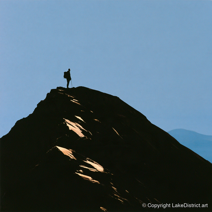 Walker Silhouette on Striding Edge - lake district walking art print and canvas by Adelaide Calloway A.I