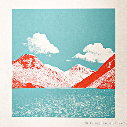 Wasdale Fells in Vivid Red - lake district valley art print and canvas by Edward Loxley A.I