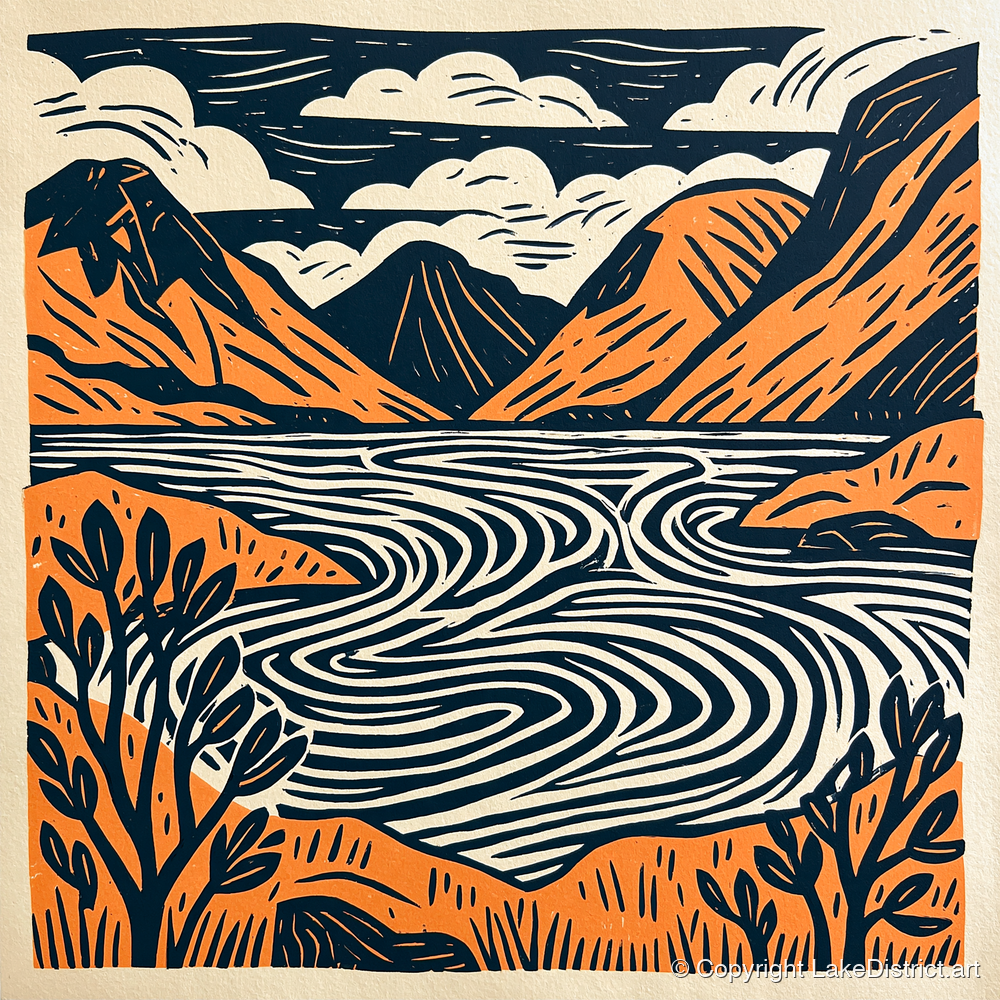 Wasdale Valley in Terracotta - lake district valley art print and canvas by Leon Baxter A.I