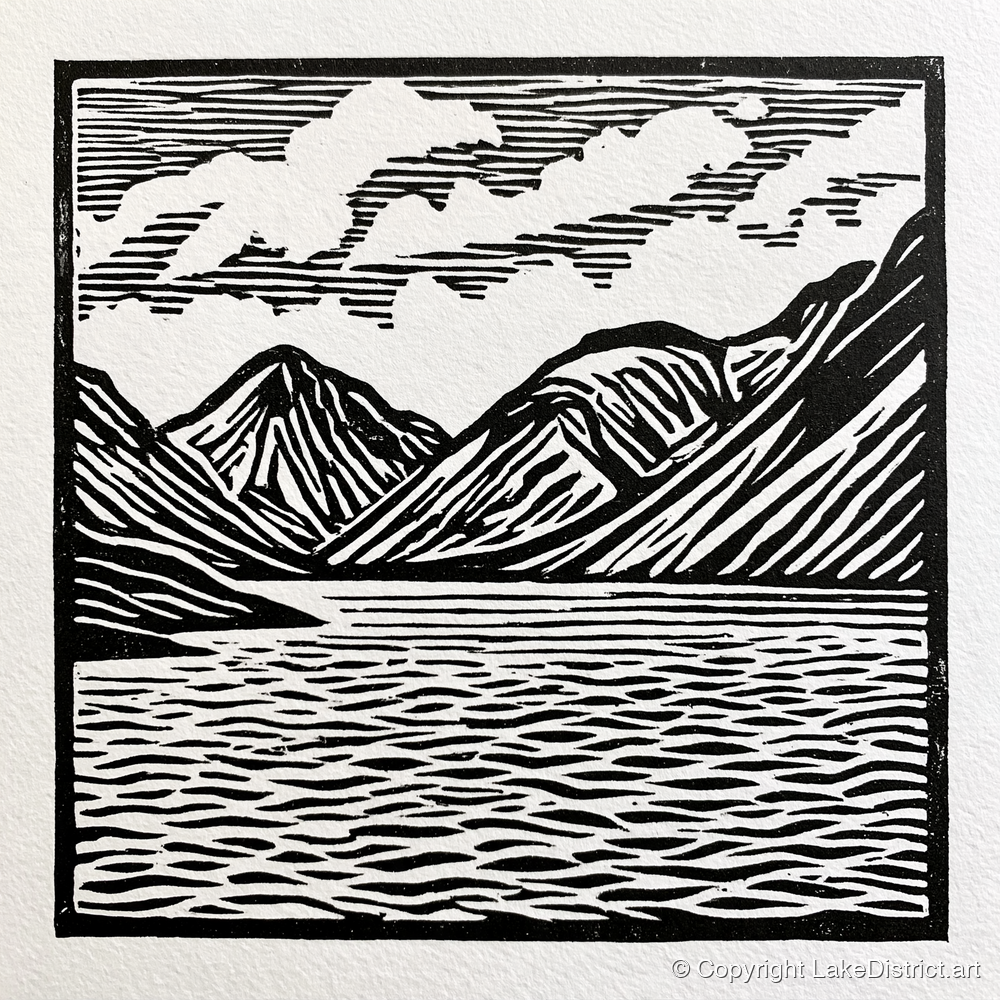 Wastwater Fells in Monochrome - lake district lake art print and canvas by Isaac Denton A.I