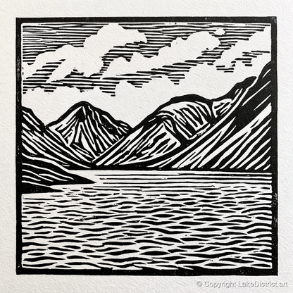 Wastwater Fells in Monochrome - lake district lake art print and canvas by Isaac Denton A.I