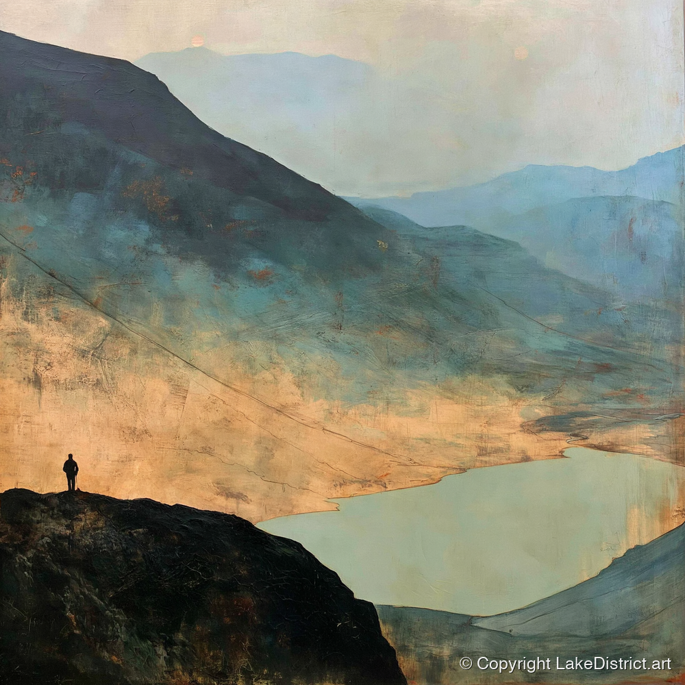 Westmorland Cairn Silhouette Over Wasdale - lake district fell art print and canvas by Silas Thorne A.I