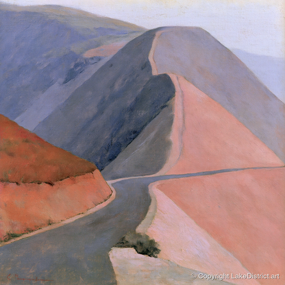 Winding Mountain Pass in Pastel - lake district valley art print and canvas by Alistair Thorne A.I