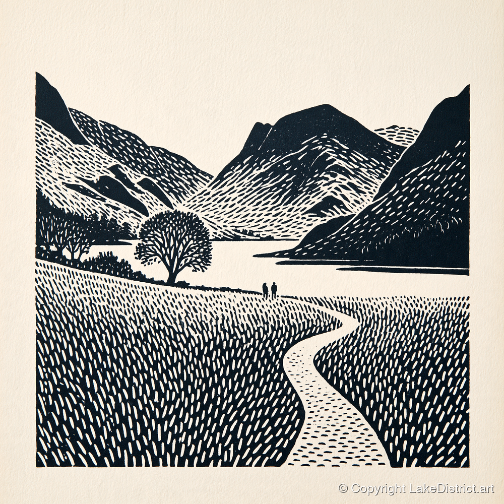 Winding Path at Buttermere - lake district lake art print and canvas by Reuben Shaw A.I