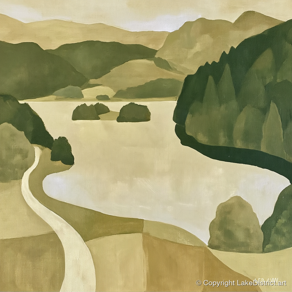Winding Path at Rydal Water - lake district lake art print and canvas by Felix Atwood A.I