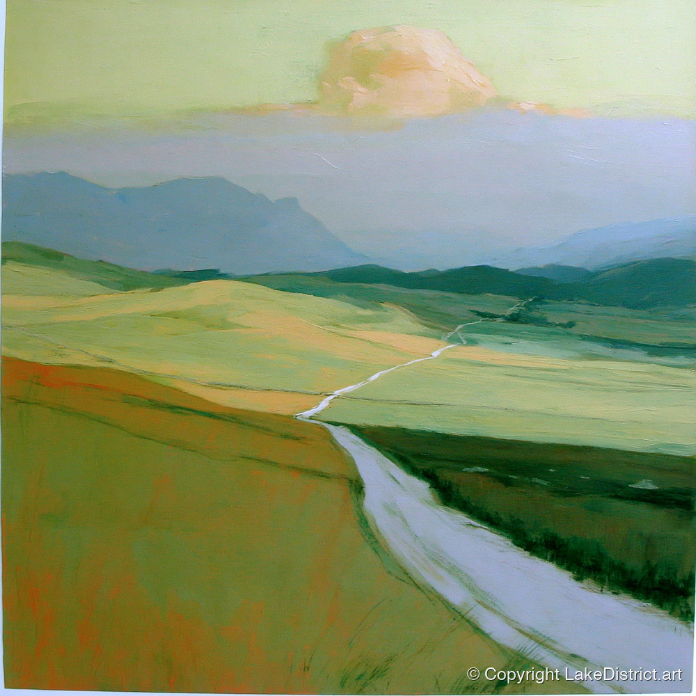 Winding Path Through Rolling Fells - lake district fell art print and canvas by Emerson Grey A.I