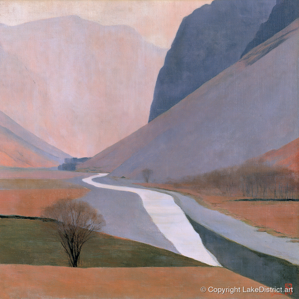 Winding River Beneath Slate Fells - lake district waterfall art print and canvas by Alistair Thorne A.I