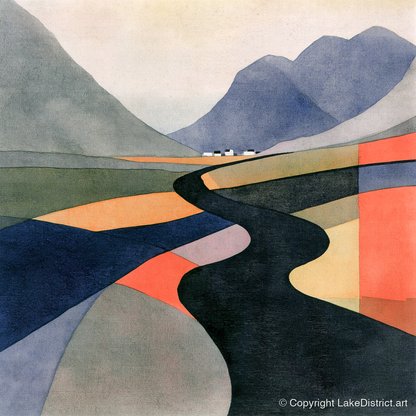Winding River in Bold Colours - lake district waterfall art print and canvas by Edwin Locke A.I