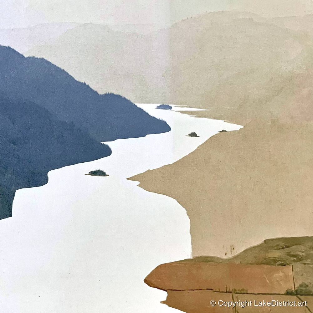 Winding Ullswater and Wooded Islands - lake district lake art print and canvas by Phillip Marbury A.I