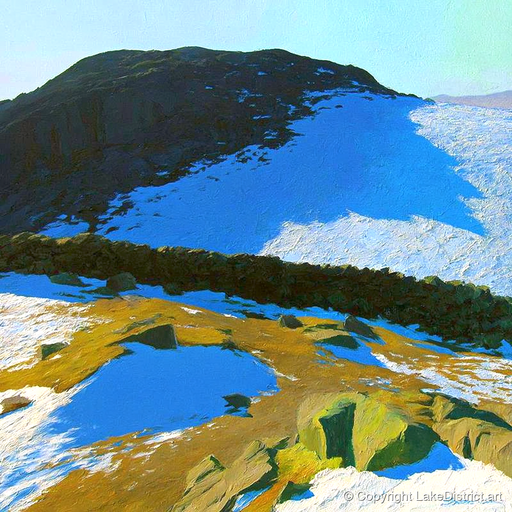 Winter Light On Great Crag - lake district fell art print and canvas by Daphne Morley A.I
