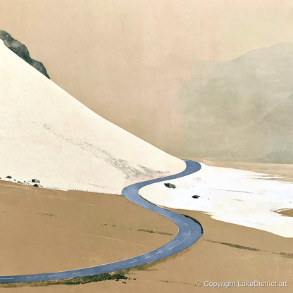 Winter Road through High Fells - lake district valley art print and canvas by Phillip Marbury A.I